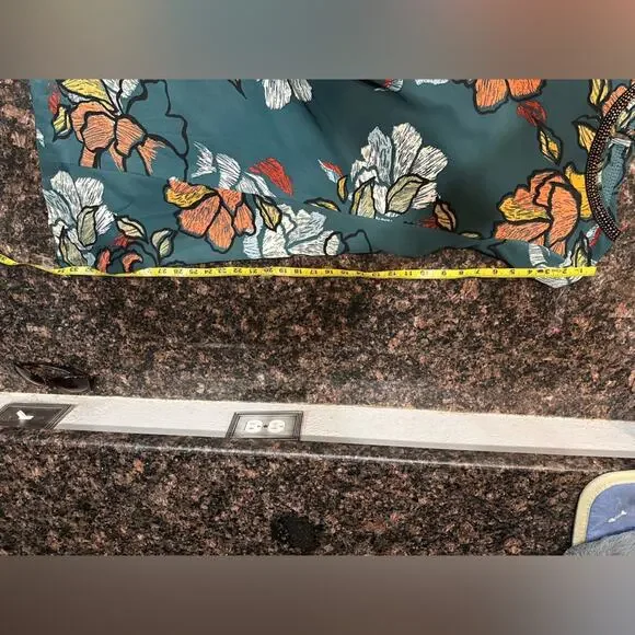 Maeve Anthropologie Teal Floral Dress Beaded Neckline | Womenβs Medium | Mini - Picture 9 of 10